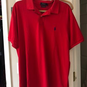 Red polo shirt